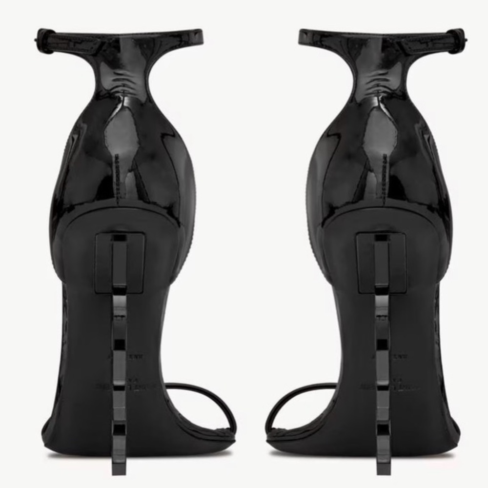 Authentic Saint Laurent Opyum YSL 110 Patent Leather Sandals 40 Black/Black - Picture 3 of 16